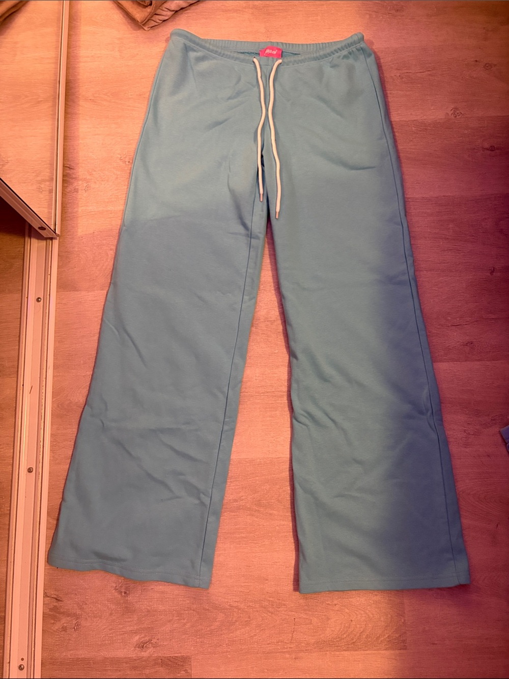 Edikted Light Teal Wide-Leg Sweatpants with Drawstring